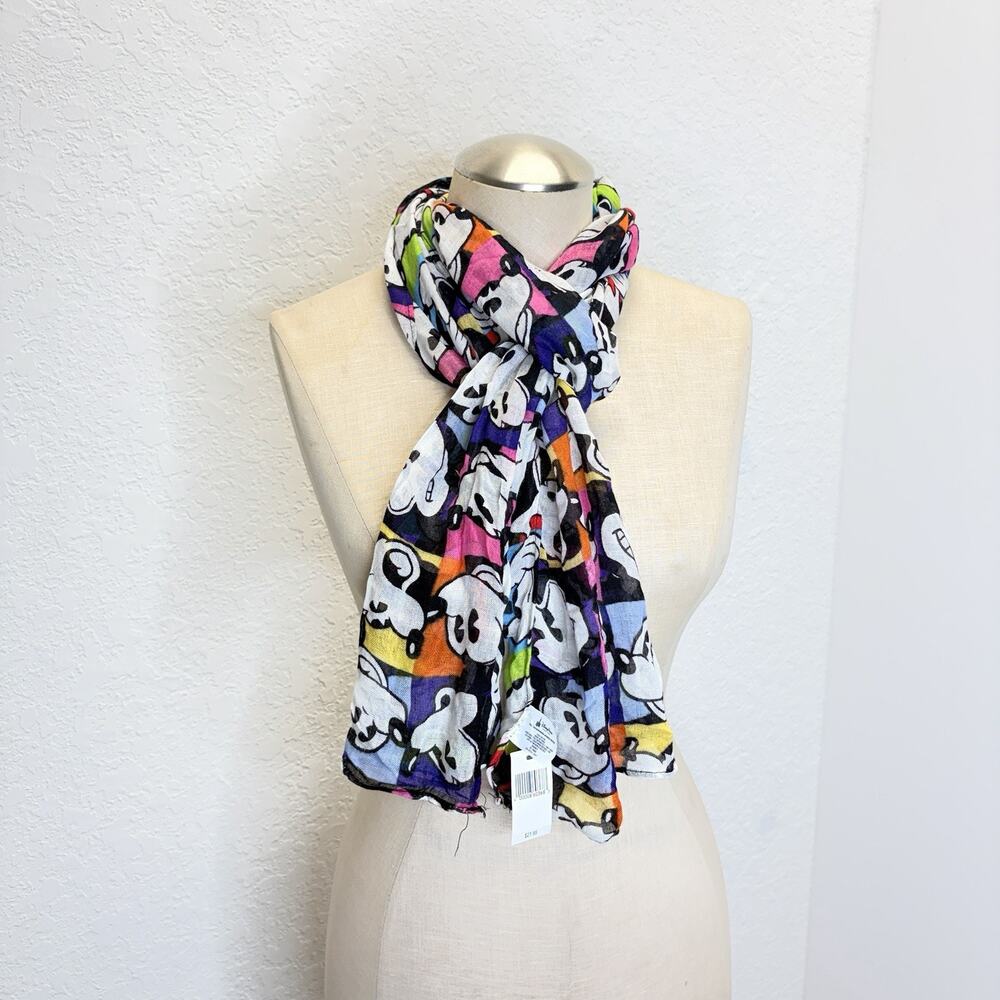 Disney Parks Mickey Mouse Face All Over Print Scarf NWT, colorful, fun, pop-art